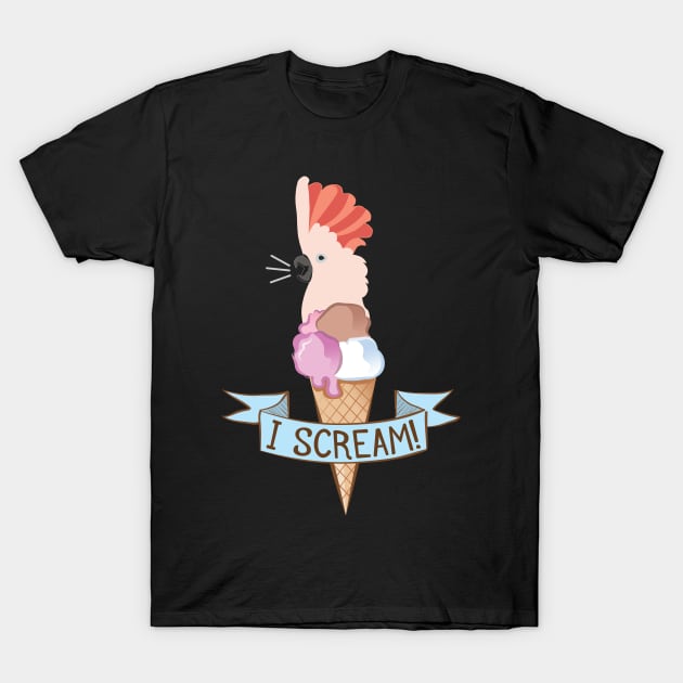 Moluccan Cockatoo Ice Cream Parrot T-Shirt by Einstein Parrot